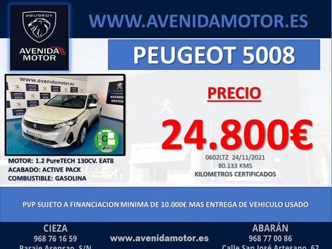Coches Segunda Mano Peugeot 5008 Active Pack 1.2 Puretech 96Kw S&S Eat8 En Murcia