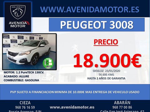 Coches Segunda Mano Peugeot 3008 1.2 Puretech 130Cv S&S Allure En Murcia
