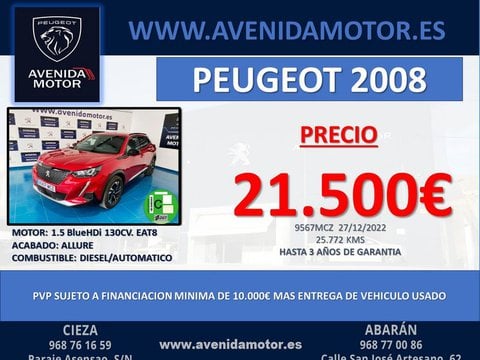 Coches Segunda Mano Peugeot 2008 1.5 Bluehdi 130Cv S&S Eat8 Allure En Murcia