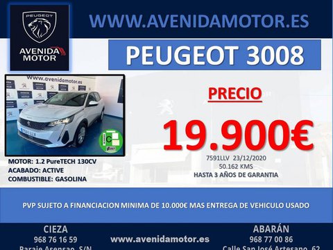 Coches Segunda Mano Peugeot 3008 Active 1.2 Puretech 96Kw (130Cv) S&S En Murcia
