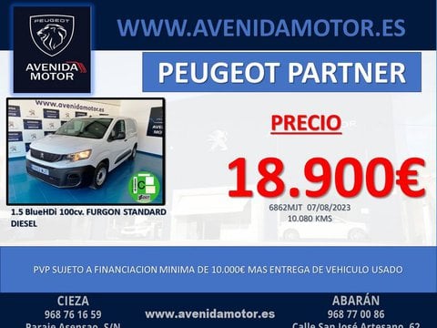 Coches Segunda Mano Peugeot Partner Bluehdi 73Kw (100Cv) Standard 600Kg En Murcia