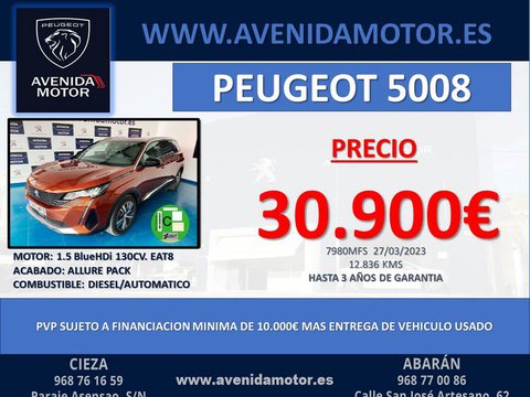 Coches Segunda Mano Peugeot 5008 1.5 Bluehdi 130Cv S&S Eat8 Allure Pack En Murcia
