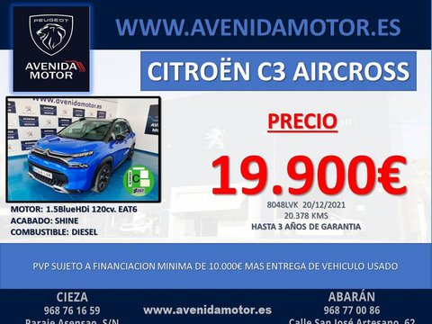 Coches Segunda Mano Citroën C3 Aircross Shine Bluehdi 88Kw (120Cv) S&S Eat6 En Murcia