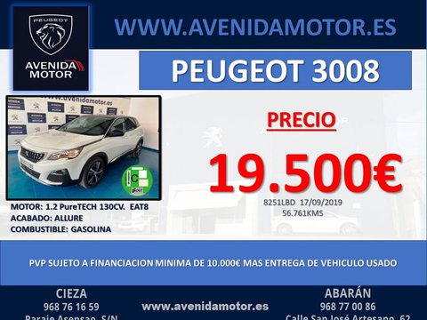 Coches Segunda Mano Peugeot 3008 1.2 Puretech 130Cv Eat8 Allure En Murcia