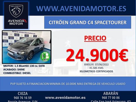 Coches Segunda Mano Citroën Grand C4 Spacetourer Shine Bluehdi 96Kw (130Cv) Eat8 En Murcia